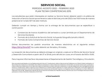 Convocatoria de Servicio Social AGO22-FEB23