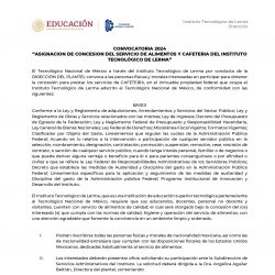 Convocatoria 2024 – Asignación de Concesión del Servicio de Alimentos y Cafetería