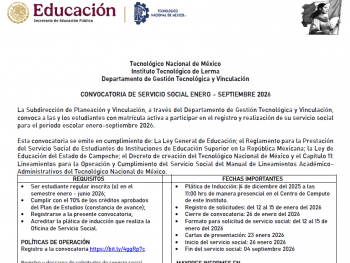Publicamos la Convocatoria Servicio Social ENE–SEP-2026