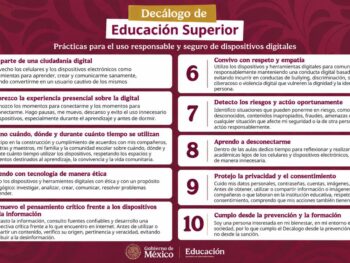 Decálogo de Educación Superior: Prácticas para el uso responsable y seguro de dispositivos digitales